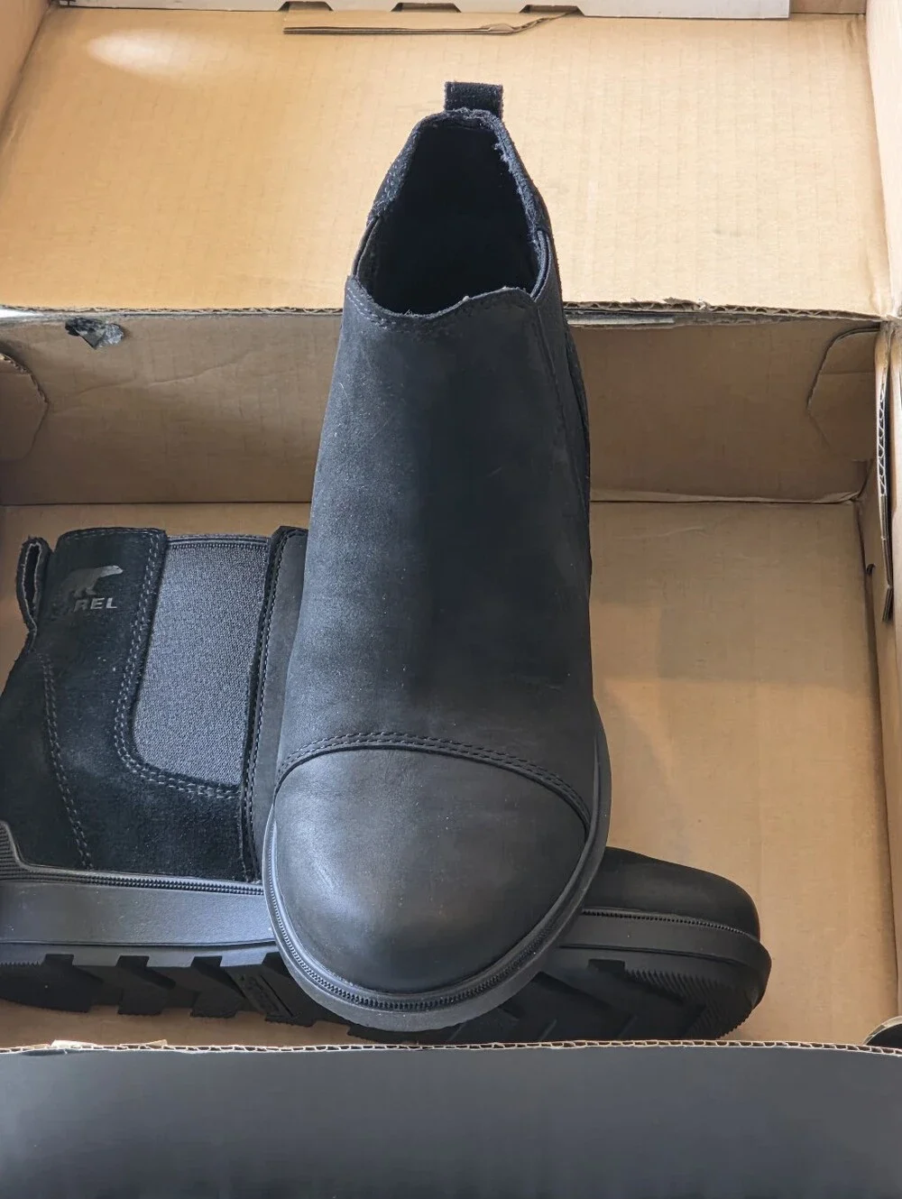 Sorel Evie II Chelsea Boot Women Size 7 Black Waterproof Wedge NL5020